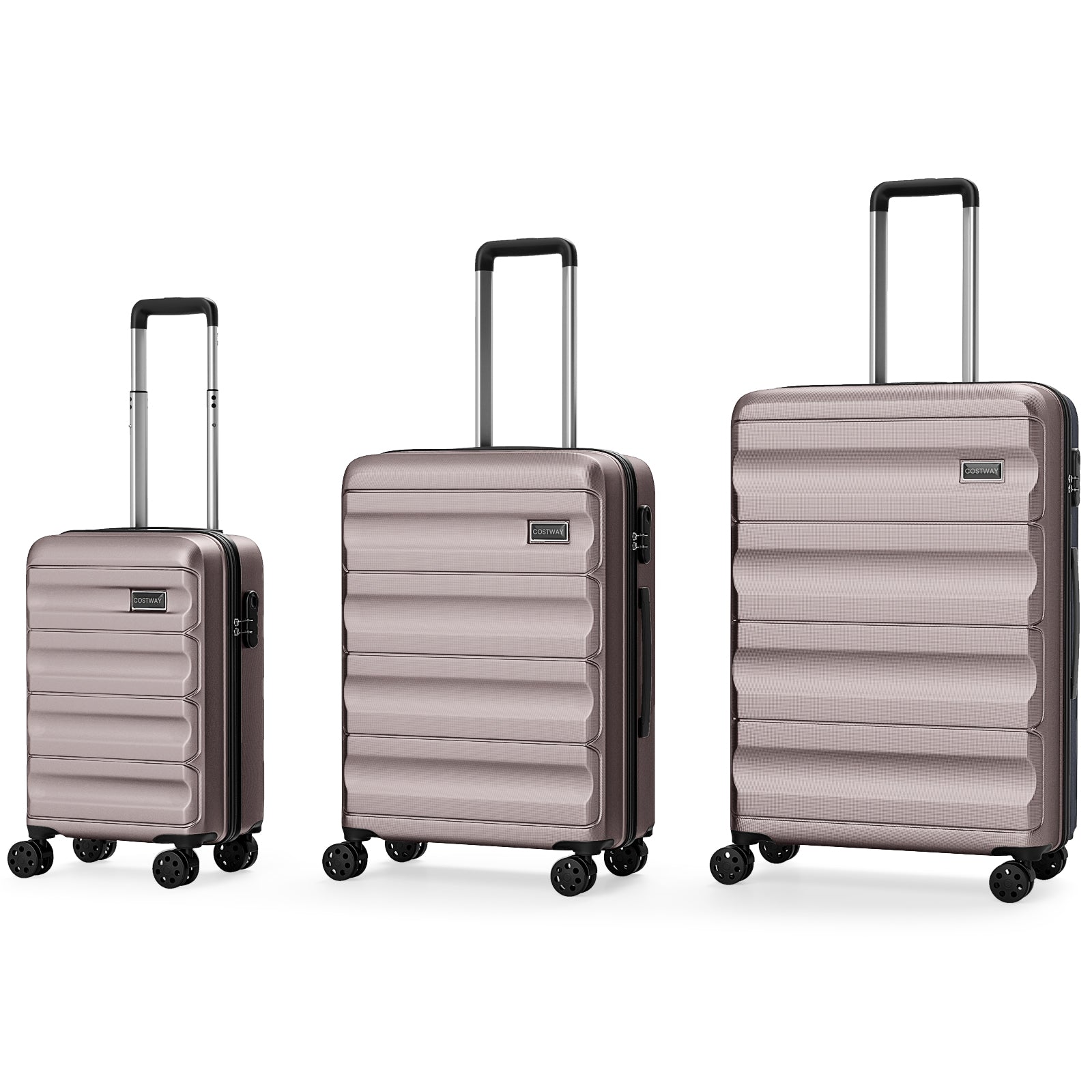 3-Piece Hardside Luggage Set 20/24/28 Inch Lightweight Hardside Suitcases-Pink