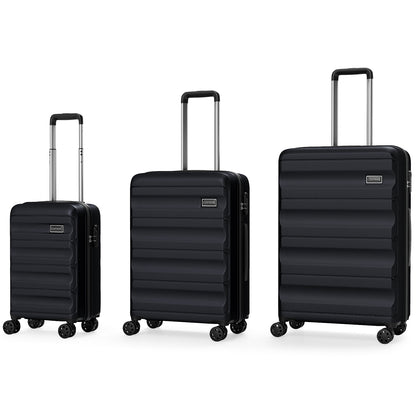 3-Piece Hardside Luggage Set 20/24/28 Inch Lightweight Hardside Suitcases-Black