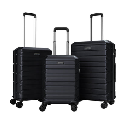 3-Piece Hardside Luggage Set Lightweight Hardside Suitcases with 8-Spinner Wheels-Black