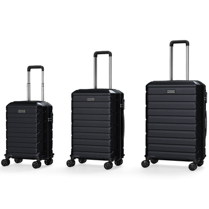 3-Piece Hardside Luggage Set Lightweight Hardside Suitcases with 8-Spinner Wheels-Black