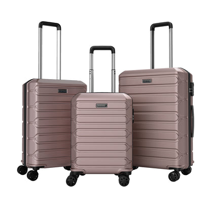 3-Piece Hardside Luggage Set Lightweight Hardside Suitcases with 8-Spinner Wheels-Pink