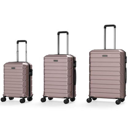 3-Piece Hardside Luggage Set Lightweight Hardside Suitcases with 8-Spinner Wheels-Pink