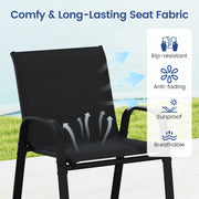 3 Piece Outdoor Bar Set with Footrest and 2-Tier Shelf-Black