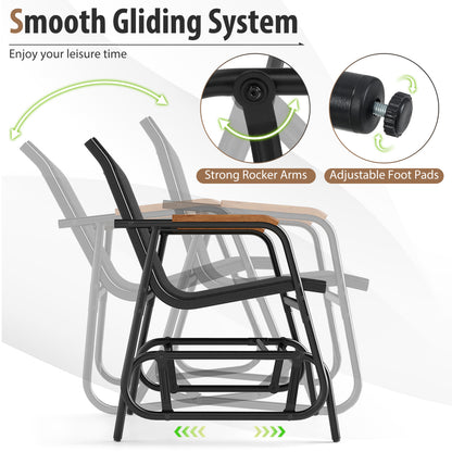 3-Piece Outdoor Glider Bistro Set with Tempered Glass Table