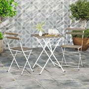 3 Piece Patio Acacia Wood Bistro Set with Slatted Seat and Tabletop-Gray
