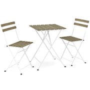 3 Piece Patio Acacia Wood Bistro Set with Slatted Seat and Tabletop-Gray