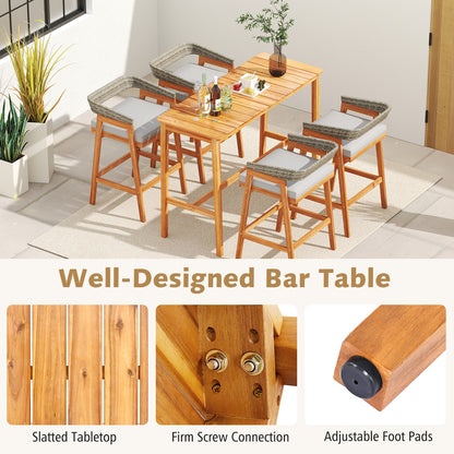 3-Piece Patio Counter Height Bar Set with Cushioned Stools