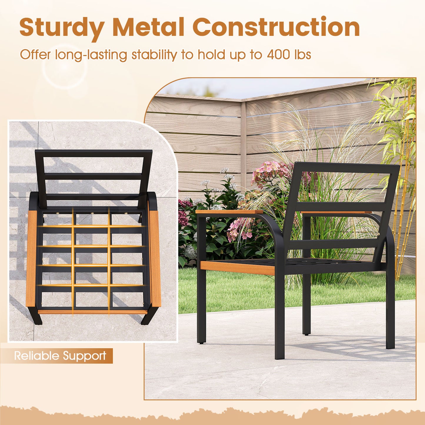 3 Piece Patio Furniture Set Outdoor Conversation Set with Coffee Table-Grey