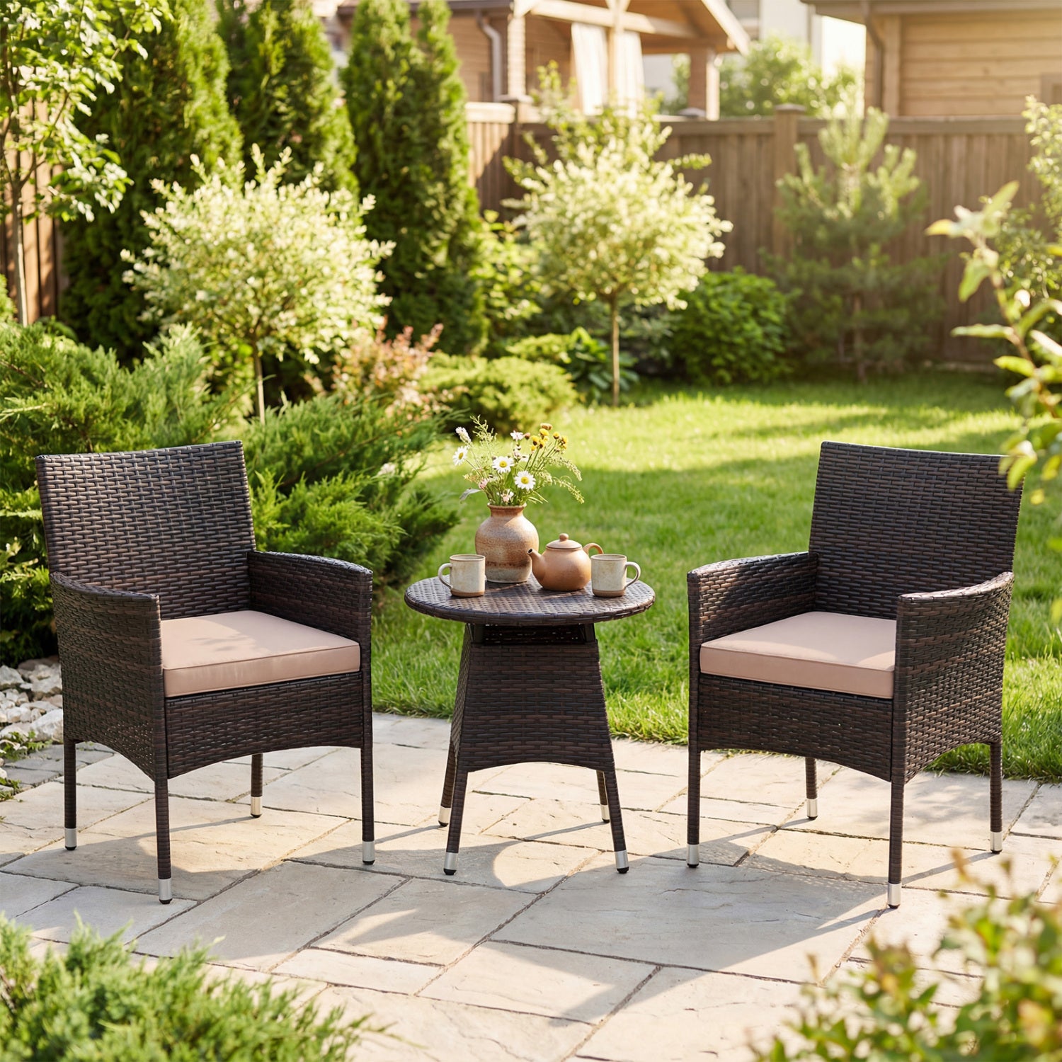 3 Piece Patio Furniture Set Outside Bistro Set for Porch