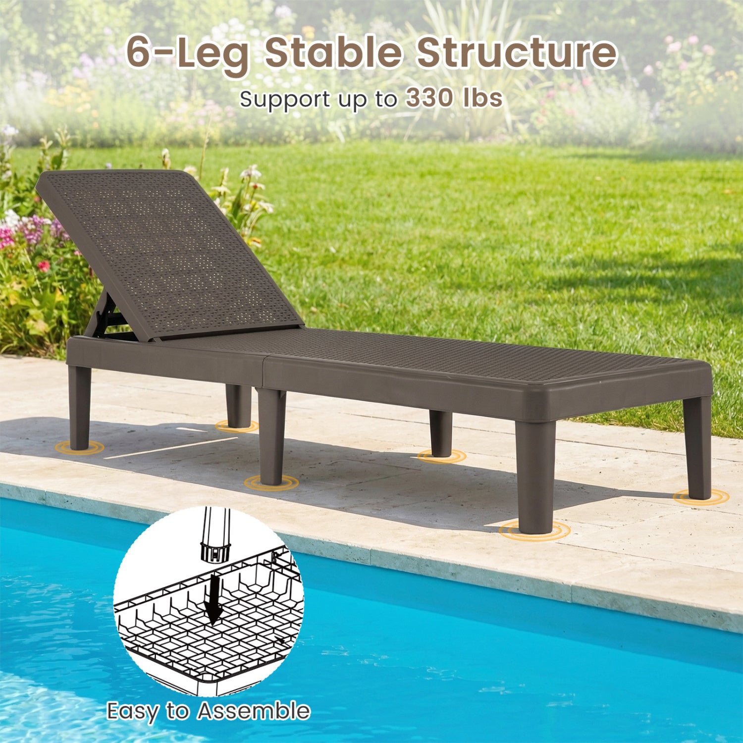 3-Piece Patio Set with 2 Adjustable Lounger Chairs and Rattan Side Table