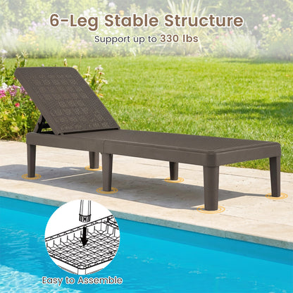 3-Piece Patio Set with 2 Adjustable Lounger Chairs and Rattan Side Table