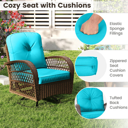 3-Piece Patio Swivel Rocker Set with Glass Side Table