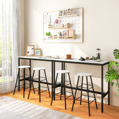 3 Piece Pub Table and Stools Kitchen Dining Set-Black & White