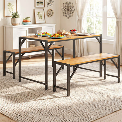 51" Acacia Wood Patio Dining Table with Umbrella Hole