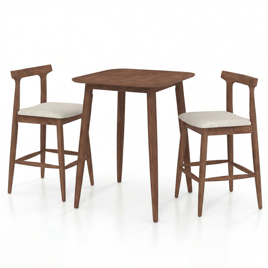 3 Pieces Bar Table and Chairs Counter Height Kitchen Table with 2 Bar Stools