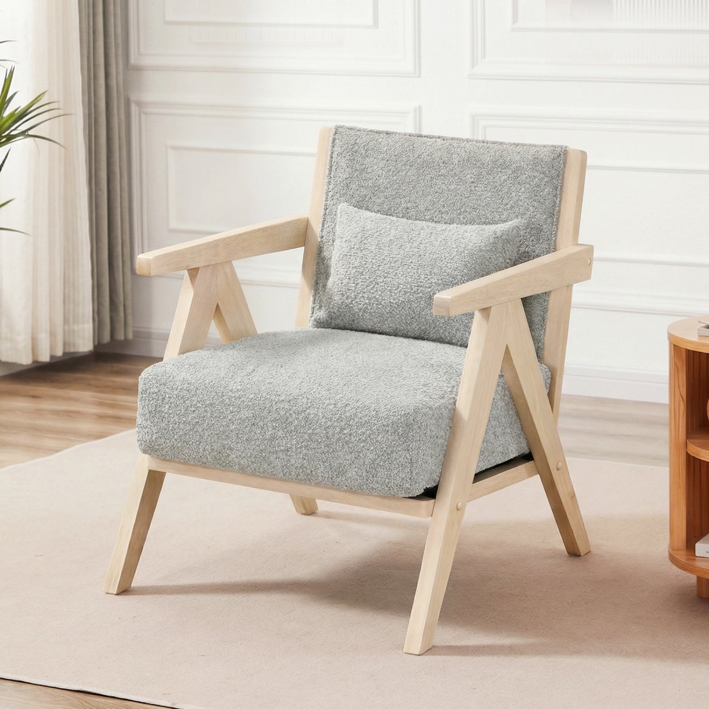 3 Pieces Living Room Furniture Set with Rubber Wood Frame