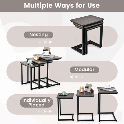 3 Pieces Multifunctional Coffee End Table Set