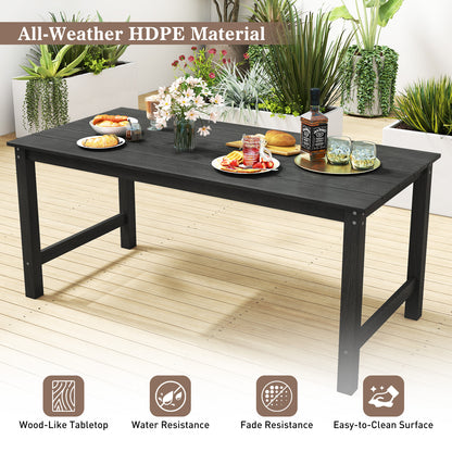 3 Pieces Outdoor Dining Table Set with 2 Benches-Black