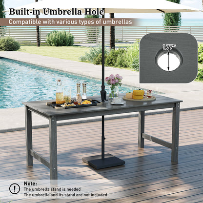 3 Pieces Outdoor Dining Table Set with 2 Benches-Gray