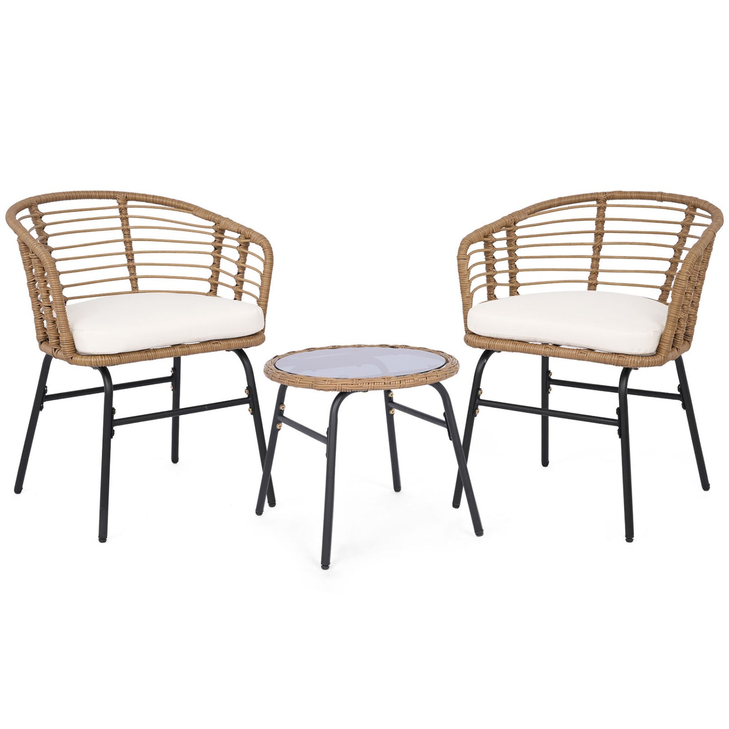 3-Piece Patio Conversation Set with Cushions