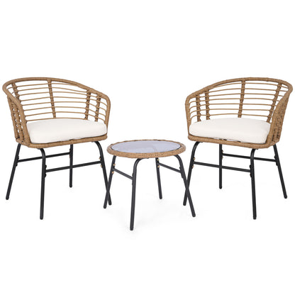 3-Piece Patio Conversation Set with Cushions
