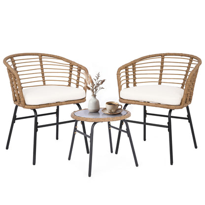 3-Piece Patio Conversation Set with Cushions