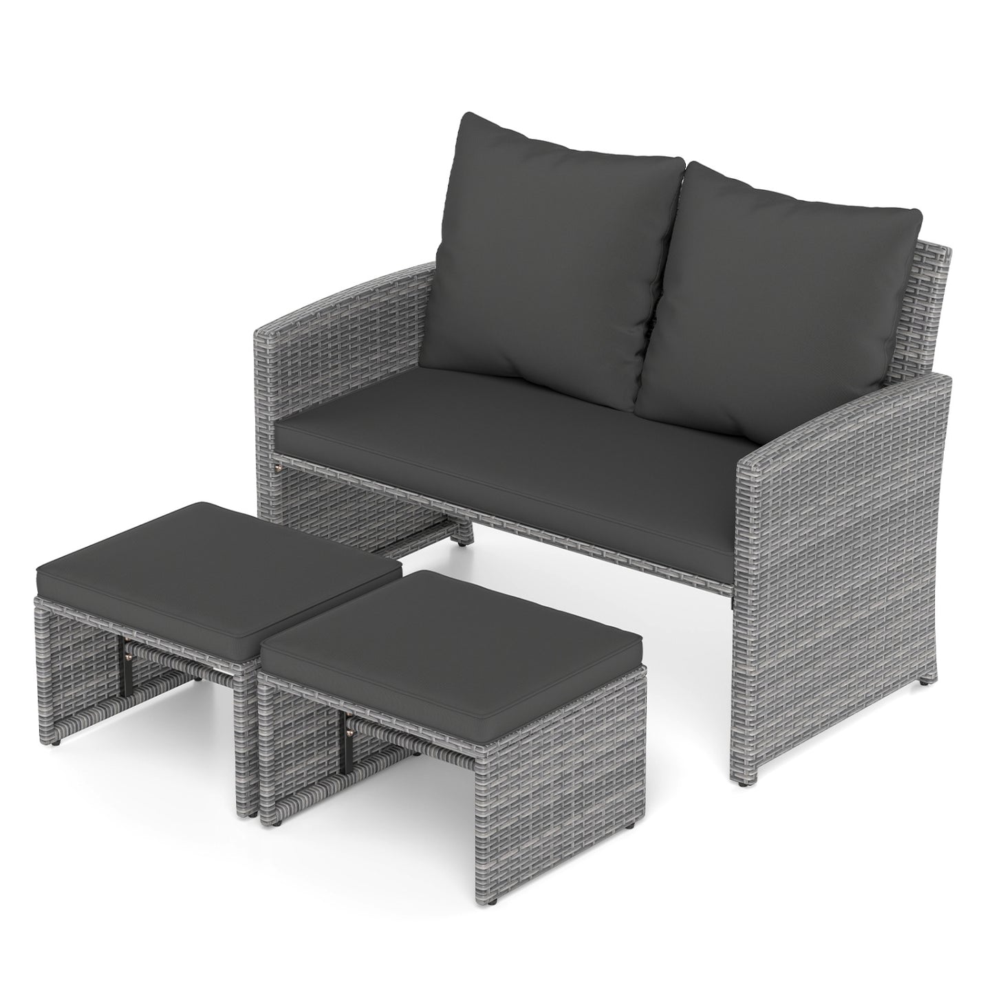 3-Piece Patio Conversation Set with Cushions