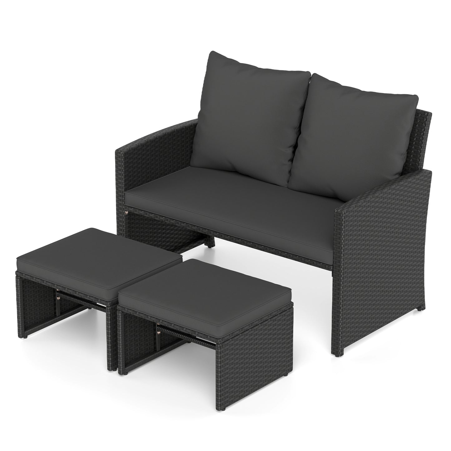 3-Piece Patio Conversation Set with Cushions