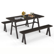 3 Pieces Outdoor Picnic Table and Benches Set for 6 People