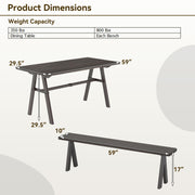 3 Pieces Outdoor Picnic Table and Benches Set for 6 People