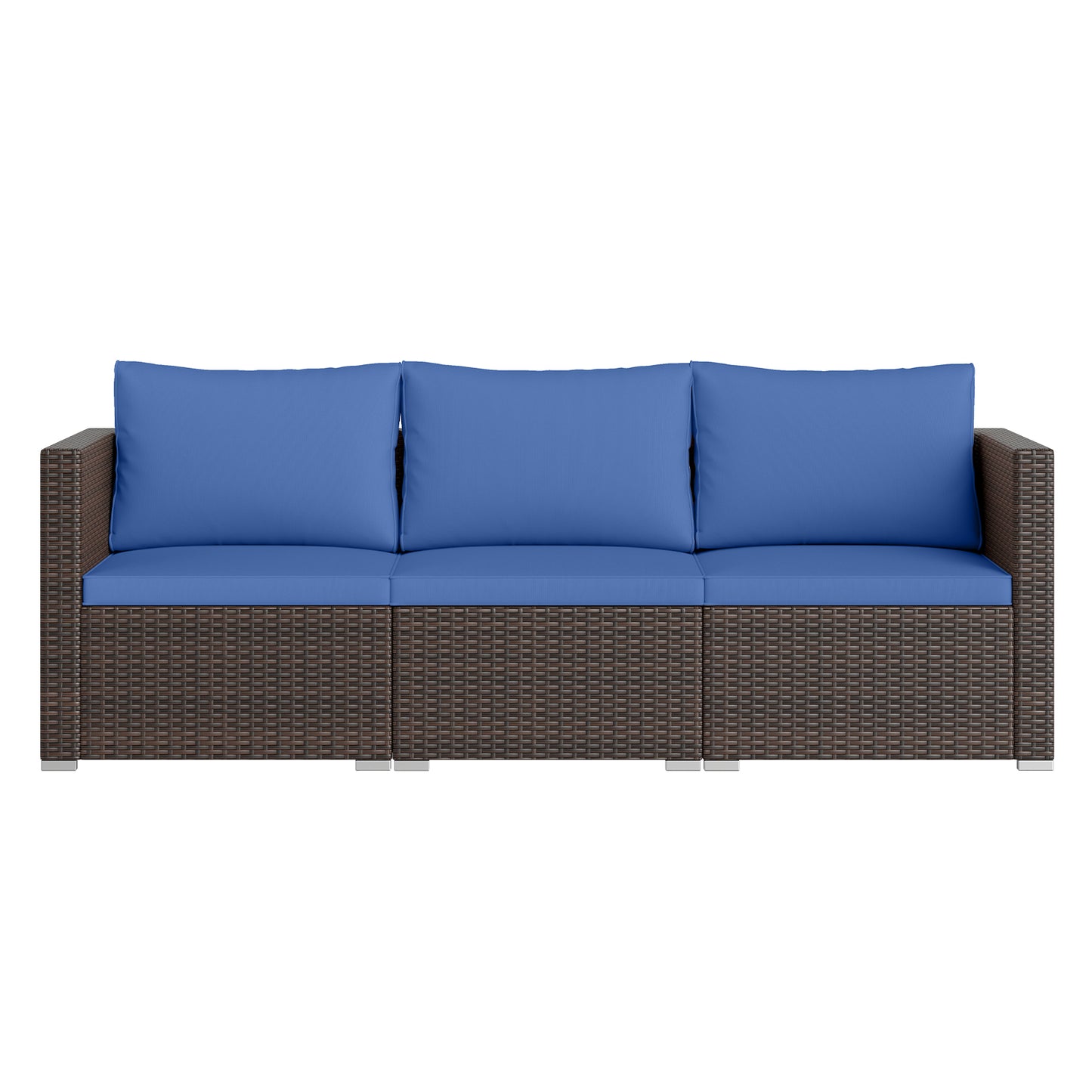 3 Pieces Outdoor Sectional Sofa Set with Soft Cushions-Navy