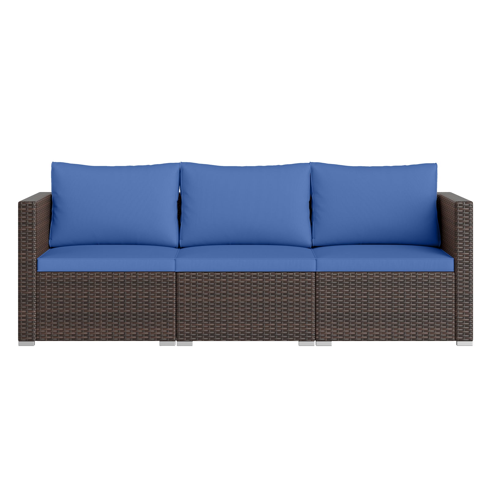3 Pieces Outdoor Sectional Sofa Set with Soft Cushions-Navy