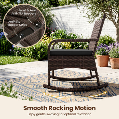 3-Piece Rocking Bistro Set with Cushions & Side Table