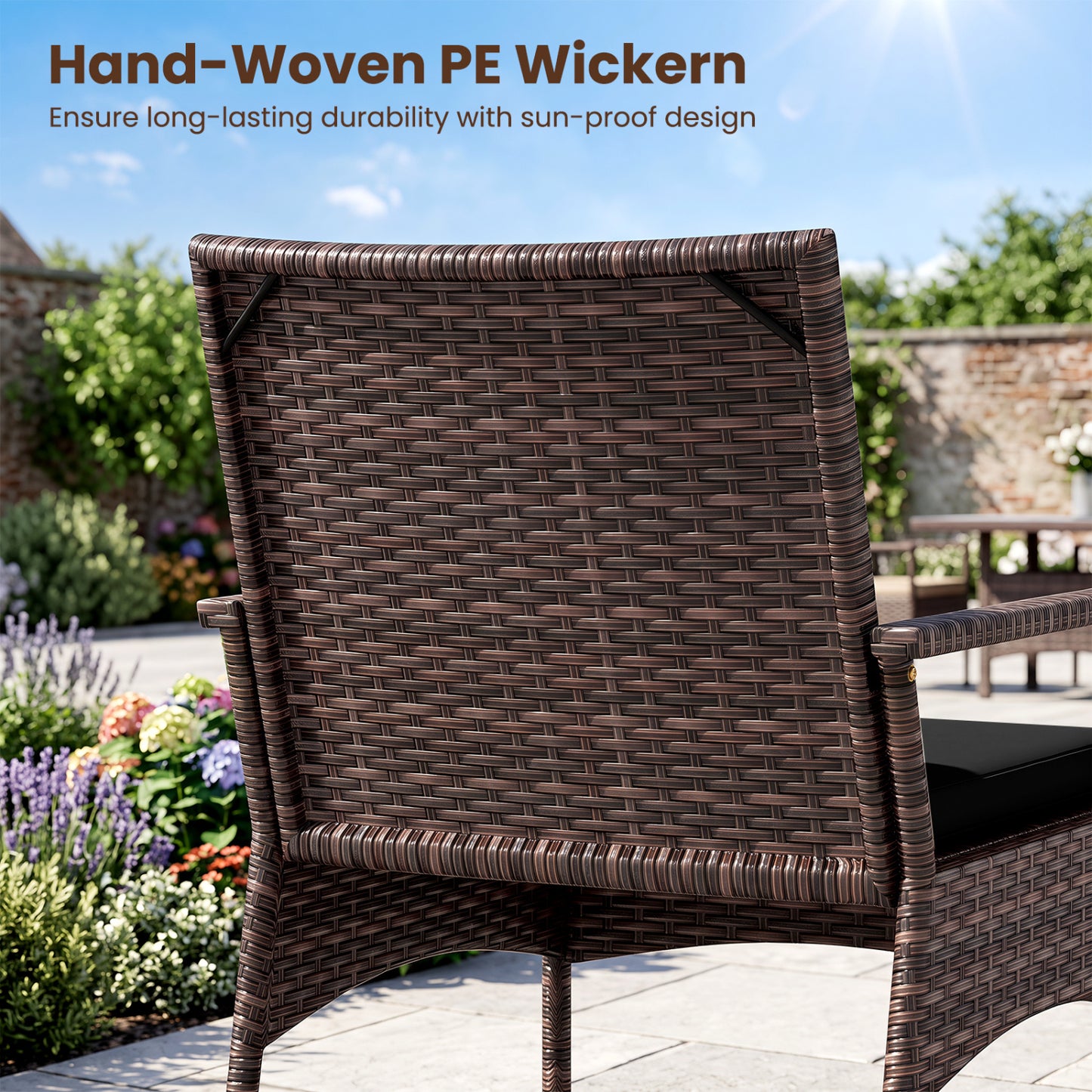 3-Piece Rocking Bistro Set with Cushions & Side Table