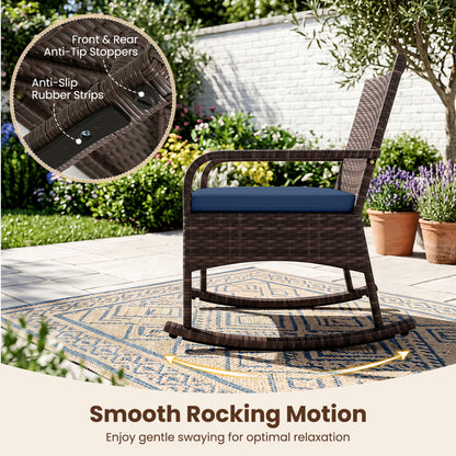 3-Piece Rocking Bistro Set with Cushions & Side Table