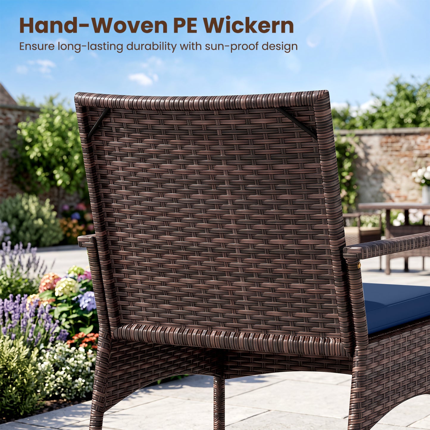 3-Piece Rocking Bistro Set with Cushions & Side Table