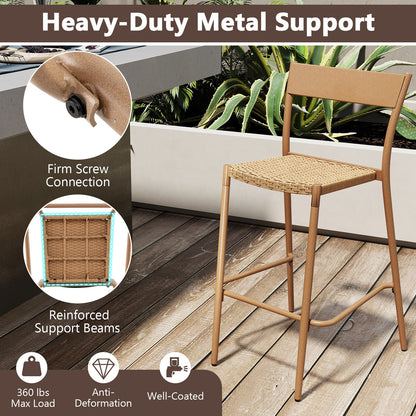 3 Pieces Patio Bar Table Set with Height Table and 2 Armless Chairs