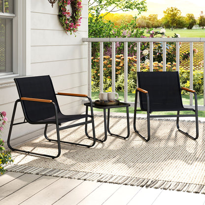 3 Pieces Patio Bistro Set Outdoor Fabric Conversation Set-Gray