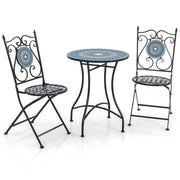 3 Piece Patio Bistro Set with Mosaic Pattern