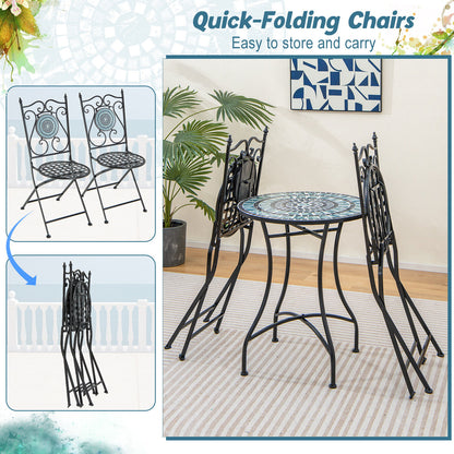 3 Pieces Mosaic Pattern Metal Dining Set