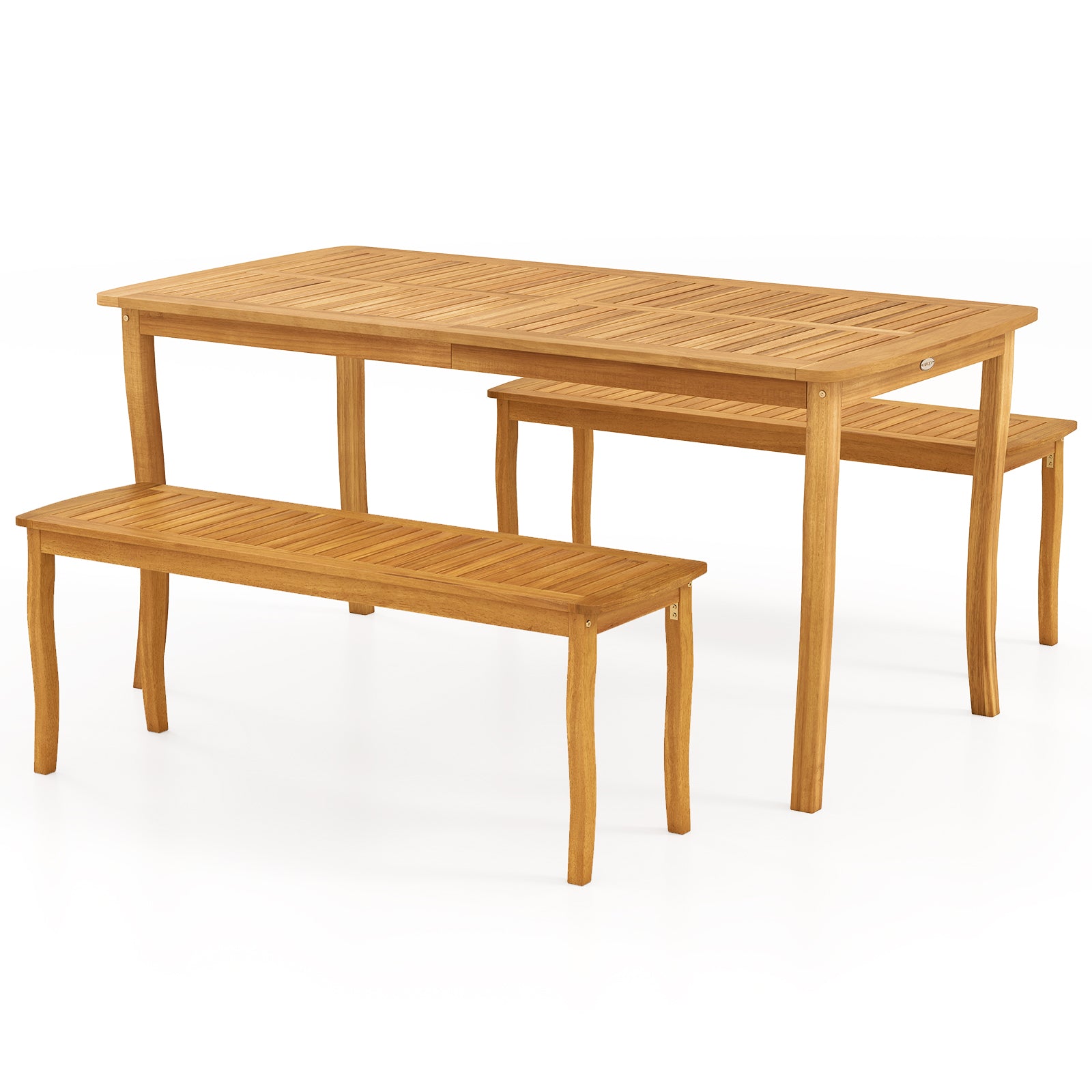 3¬†Pieces¬†Patio¬†Dining¬†Set with¬†Acacia¬†Wood¬†Outdoor¬†Table¬†and¬†Benches
