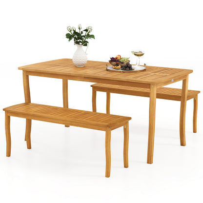 3¬†Pieces¬†Patio¬†Dining¬†Set with¬†Acacia¬†Wood¬†Outdoor¬†Table¬†and¬†Benches