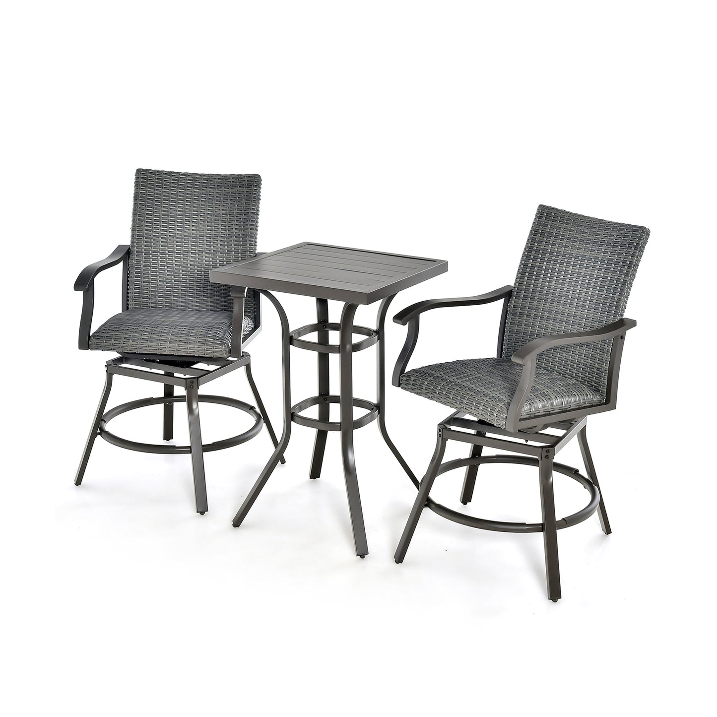 3 Pieces Swivel Bar Set with 4D Air Fiber Cushion