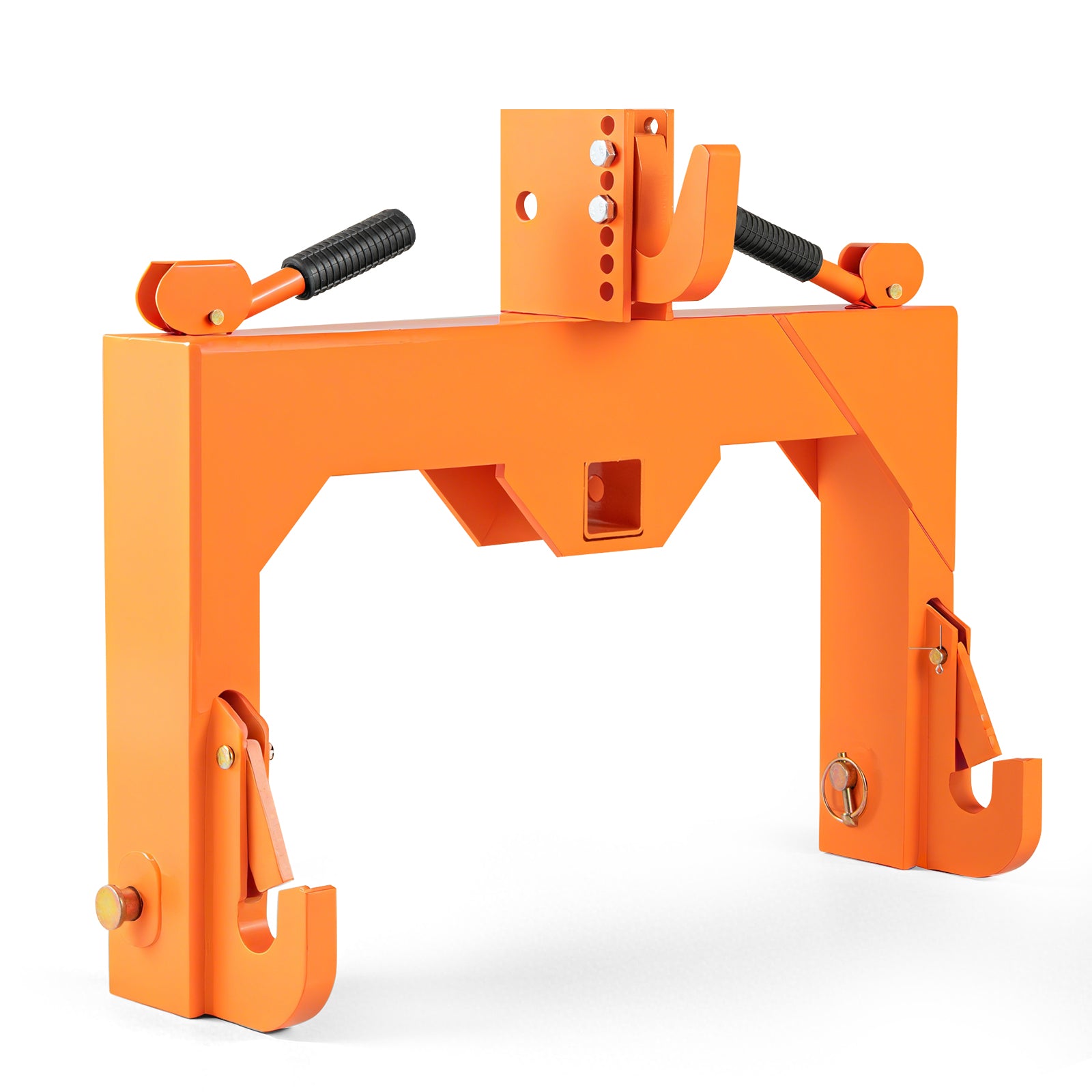 3-Point Quick Hitch with 5 Level Adjustable Bolt for Farming-Black - Orange