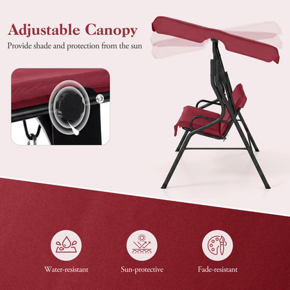 3-Seat Porch Swing with Canopy and Cushions