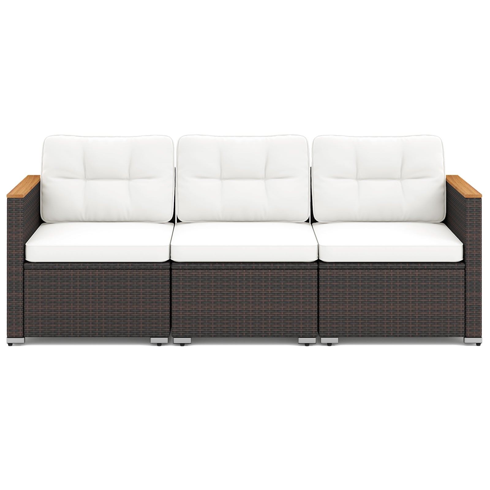 3-Seat Patio Couch Sofa with Deep Seating and Cushion-White