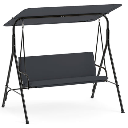 3-Seat Patio Swing Chair with Adjustable Canopy