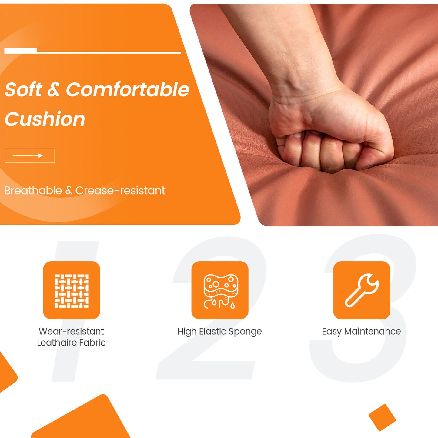 3-Seat Modular Sofa with Storage Pocket and Metal Legs