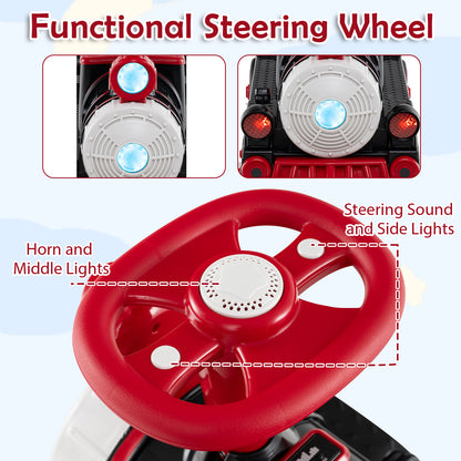 3-Seater Trackless Ride on Train Set 12V Ride on Toy Car with 2 Removable Chairs-Red