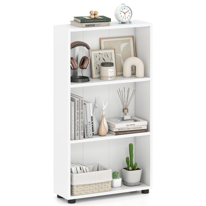 3-Tier Bookcase 42 inch Tall Book Shelf with Anti-Tipping Kit-White